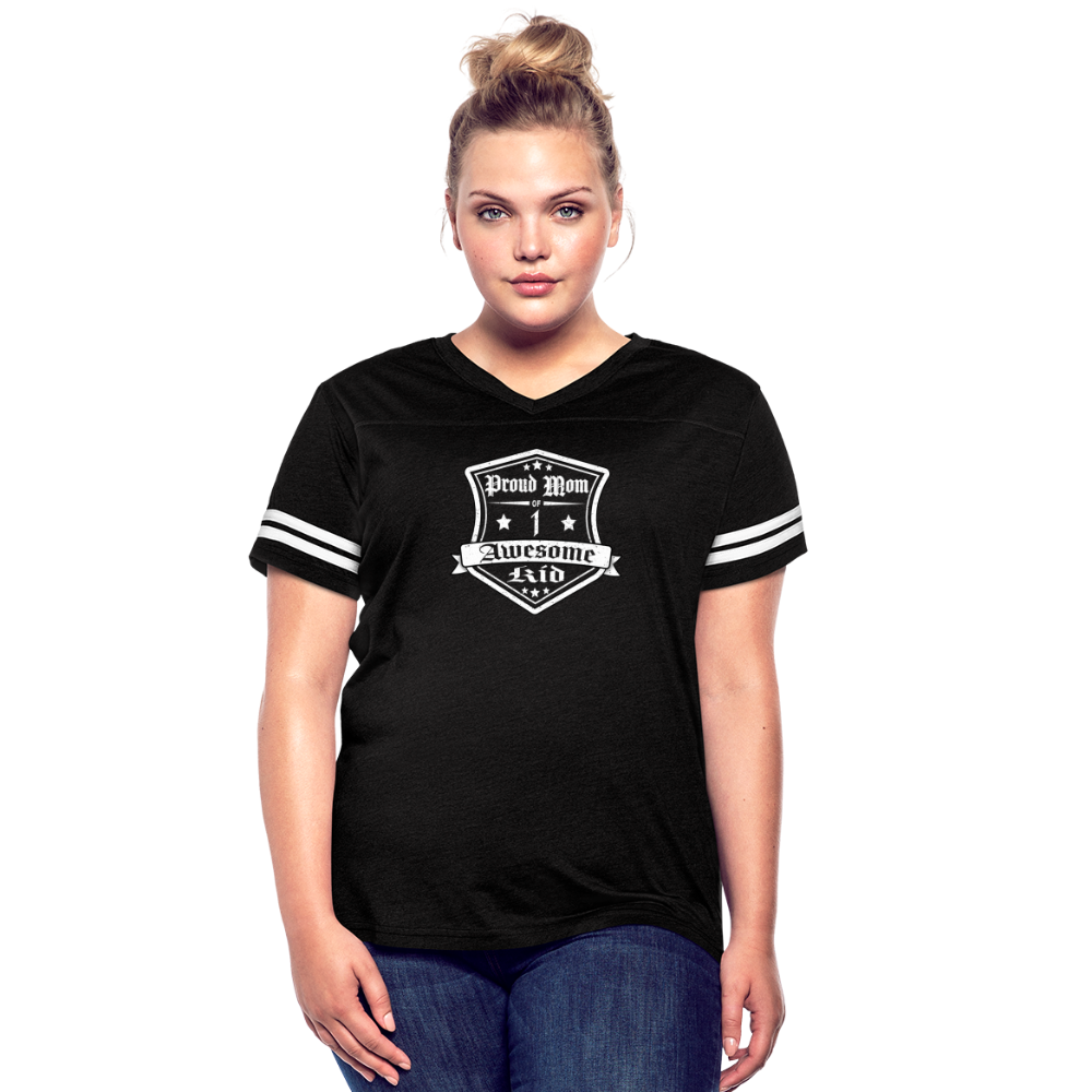 Proud Mom of 1 awesome kid - Vintage T-Shirt - black/white