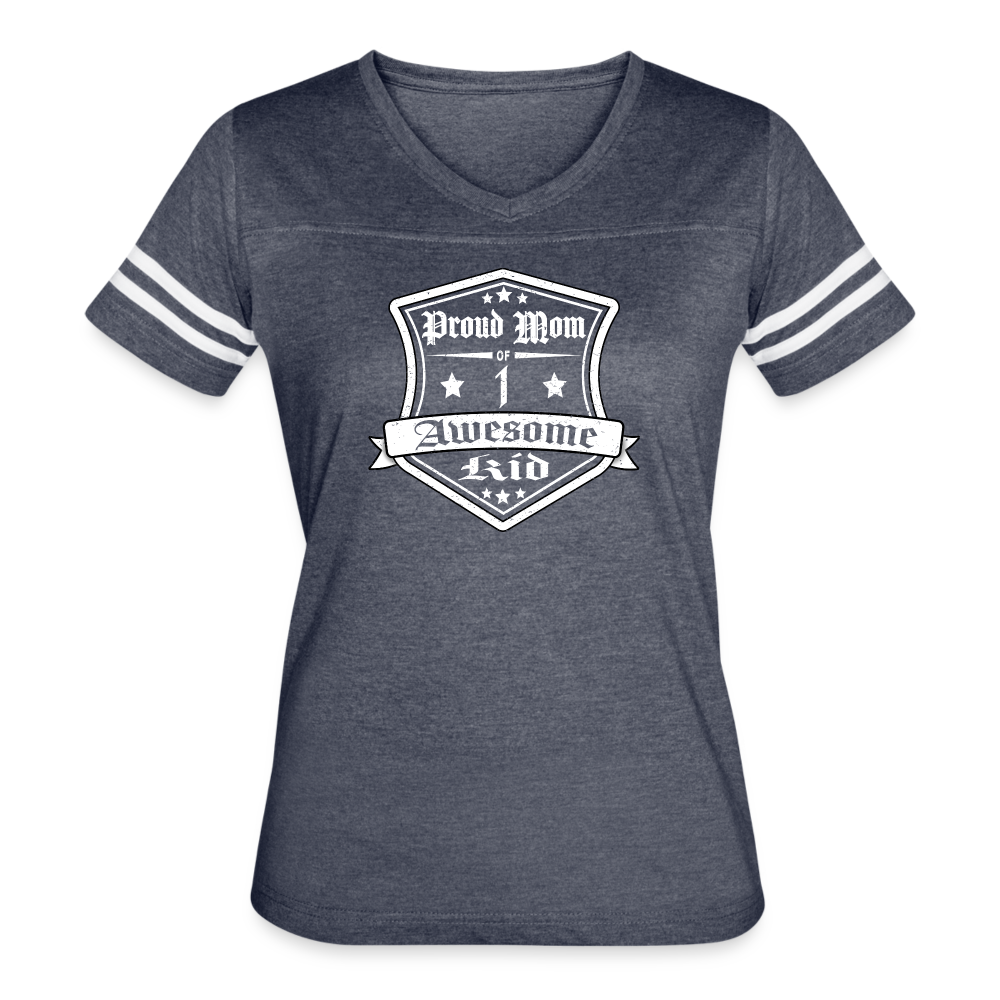 Proud Mom of 1 awesome kid - Vintage T-Shirt - vintage navy/white