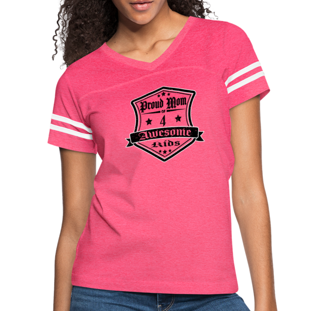 Proud Mom of 4 awesome kid - Vintage T-Shirt - vintage pink/white