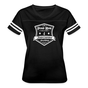 Proud Mom of 4 awesome kid - Vintage T-Shirt - black/white