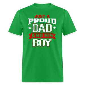 Just a proud dad and his boy - bright green