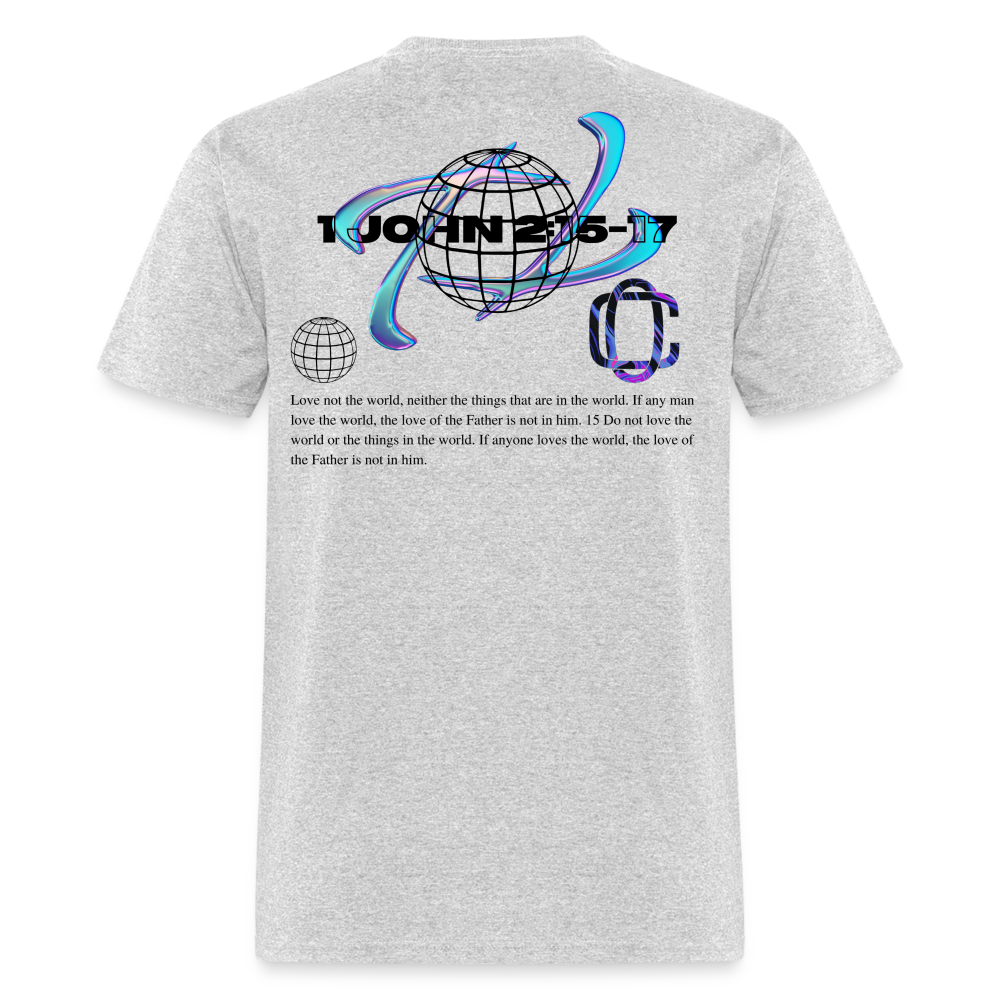 Classic Offset 1John 2:15 T-Shirt - heather gray