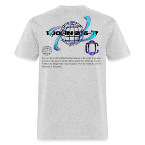 Classic Offset 1John 2:15 T-Shirt - heather gray