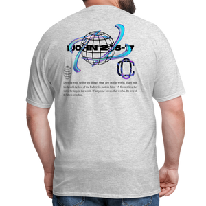 Classic Offset 1John 2:15 T-Shirt - heather gray