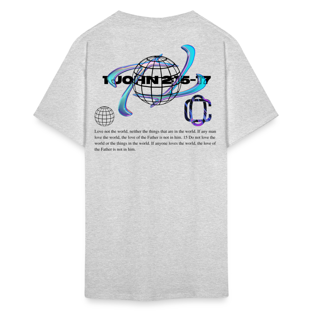 Classic Offset 1John 2:15 T-Shirt - heather gray