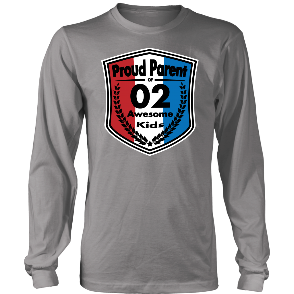 Proud Parent of 2 - Unisex Long Sleeve Shirt - Red White Blue Pattern