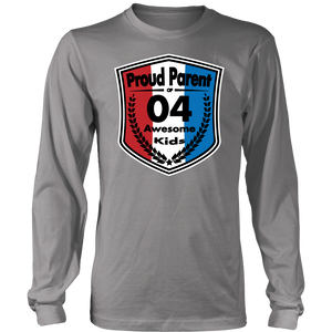 Proud Parent of 4- Unisex Long Sleeve Shirt - Red White Blue Pattern