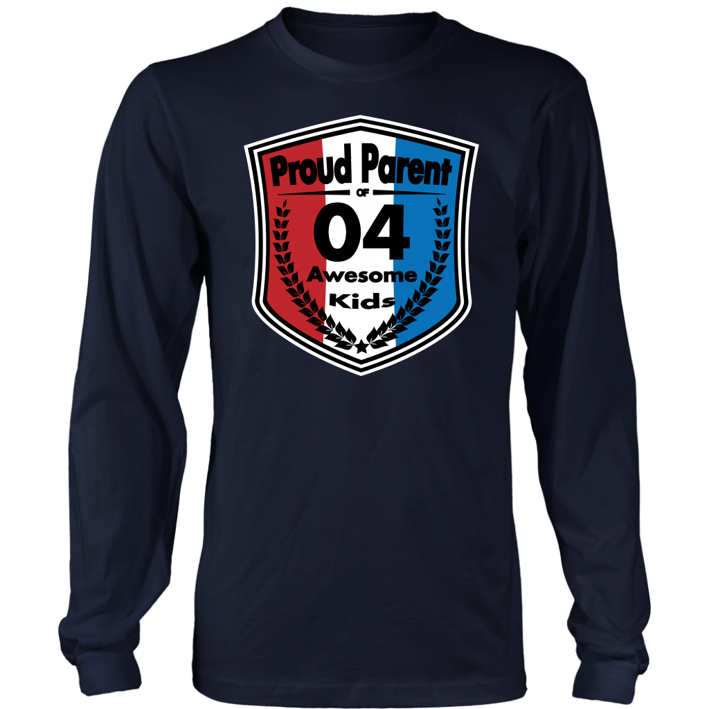 Proud Parent of 4- Unisex Long Sleeve Shirt - Red White Blue Pattern