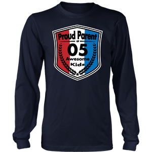 Proud Parent of 5 - Unisex Long Sleeve Shirt - Red White Blue Pattern