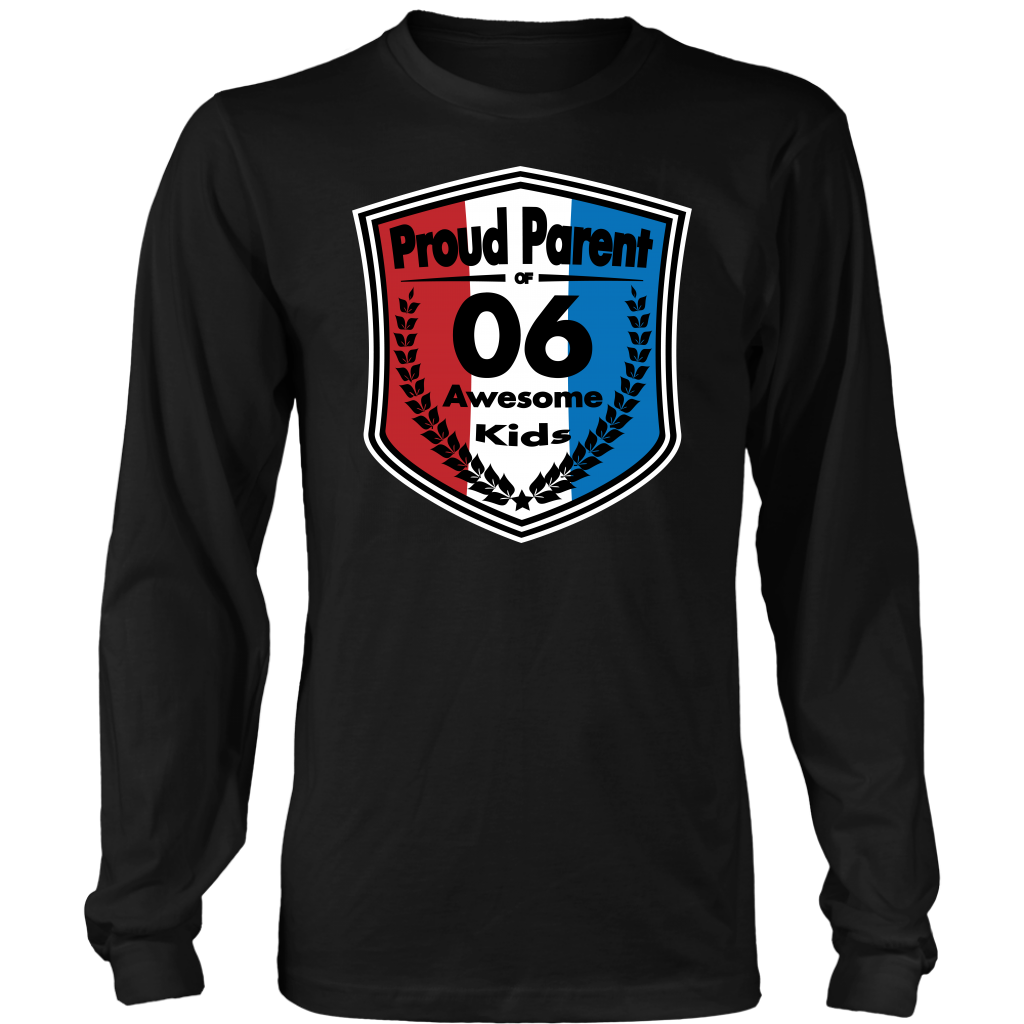 Proud Parent of 6 - Unisex Long Sleeve Shirt - Red White Blue Pattern