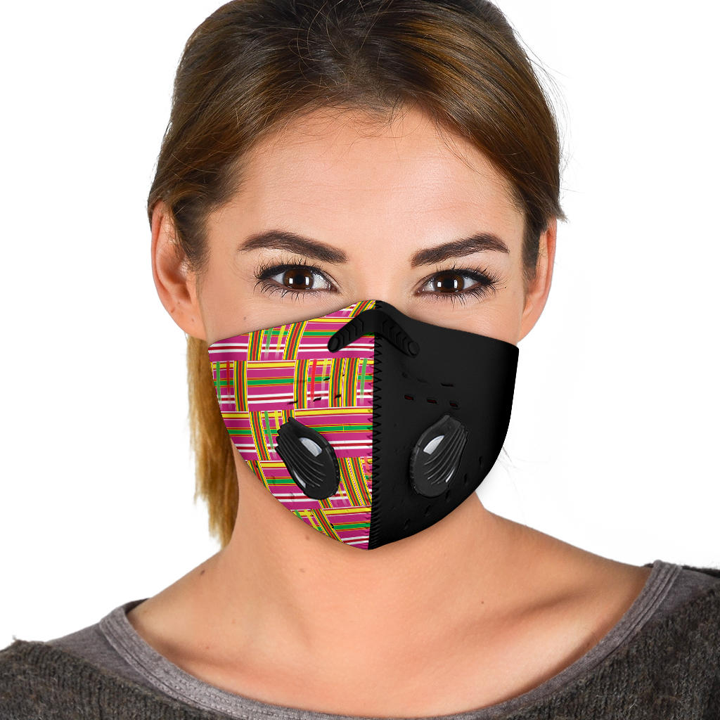 Pink Kente 3 Pattern Fabric Mask