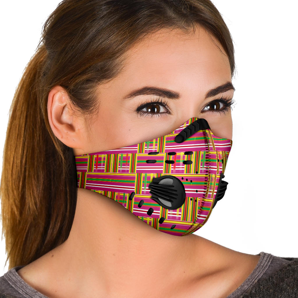 Pink Kente 2 Pattern Fabric Mask