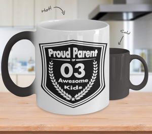 Proud Parent of 3 Awesome Kids Mug - Color Changing