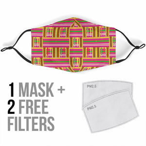 Pink Kente I Pattern Fabric Mask