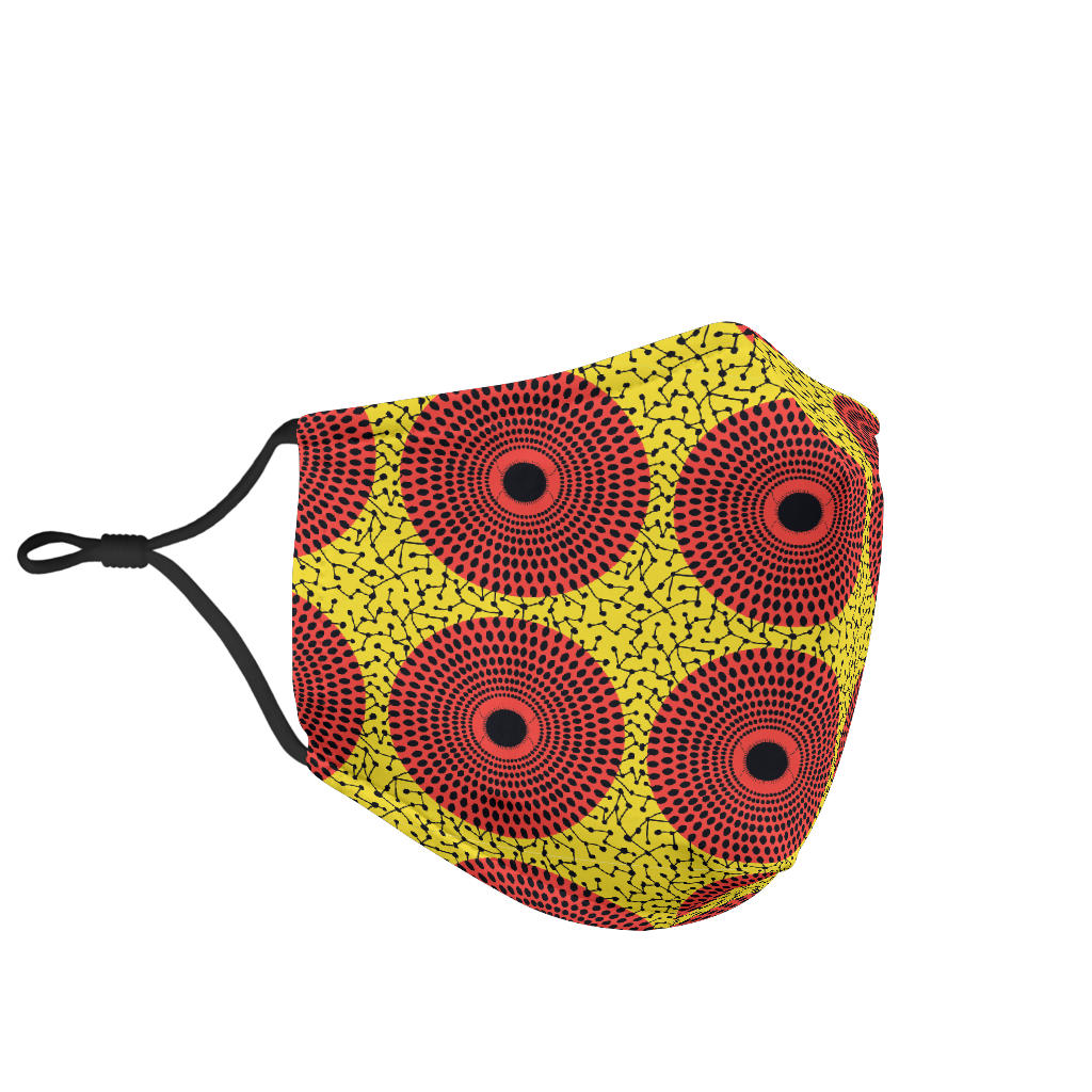 Ankara Pattern 1 - Red Circle Fabric Mask