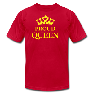 Proud Queen Unisex Jersey T-Shirt - Yellow - red