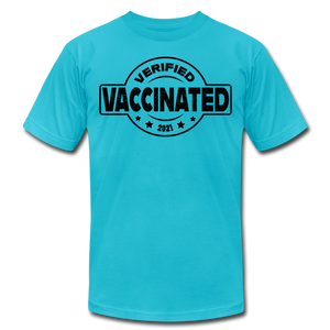 Vaccinated and Verified (Black) - Unisex - turquoise