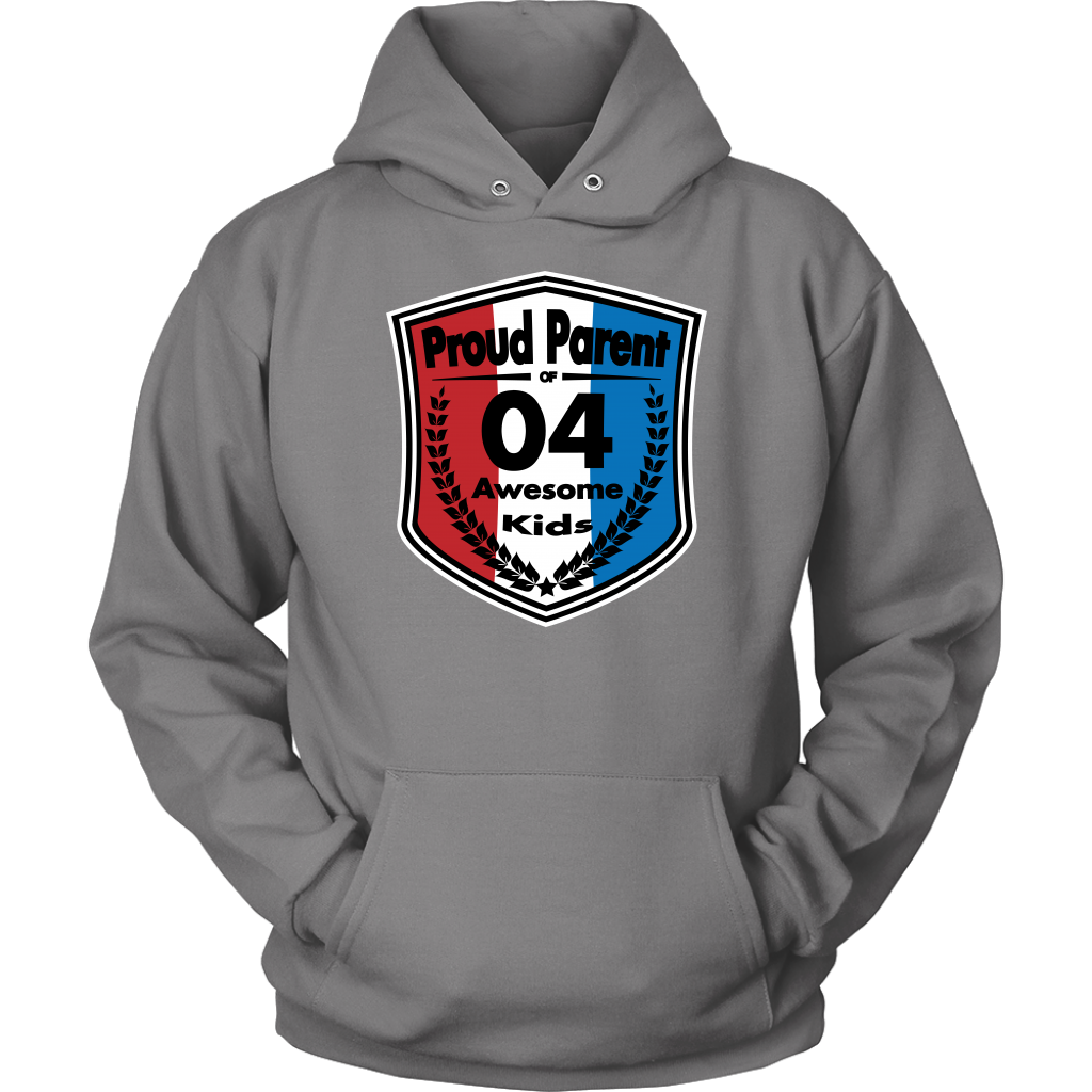 Proud Parent of 4 - Unisex Hoodie - Red White Blue Pattern